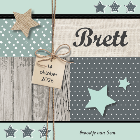 Stoer babykaartje met sterren voor zoon