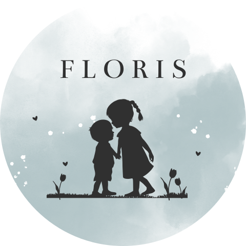 Sluitsticker met blauwe watercolour en silhouetjes zus en broertje