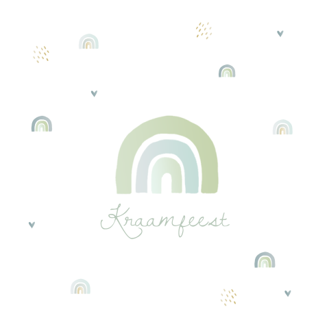 Vrolijk kraamfeestkaartje voor jongen met regenboogjes