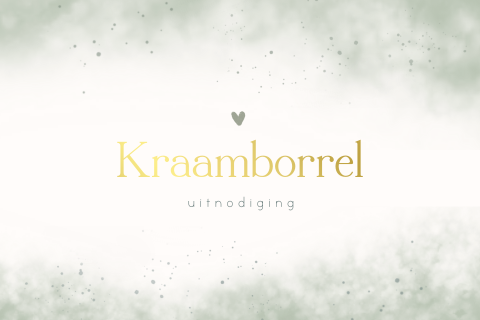 Kraamborrel uitnodiging oudgroen met watercolour en hartje