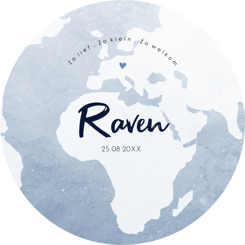 Stoer rond geboortekaartje als wereldbol voor jongen