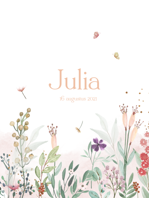 Lieve poster met roségoudfolie watercolour en bloemen