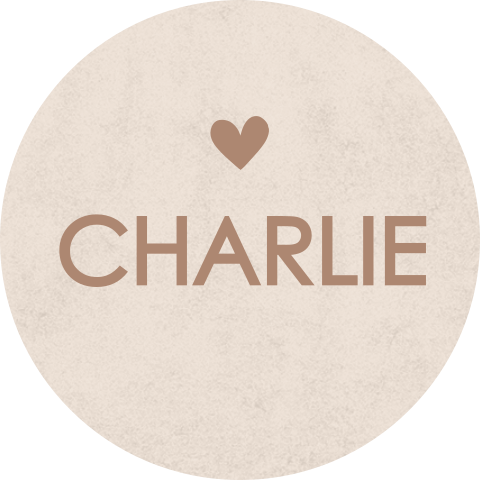 Naamsticker beige met hartje