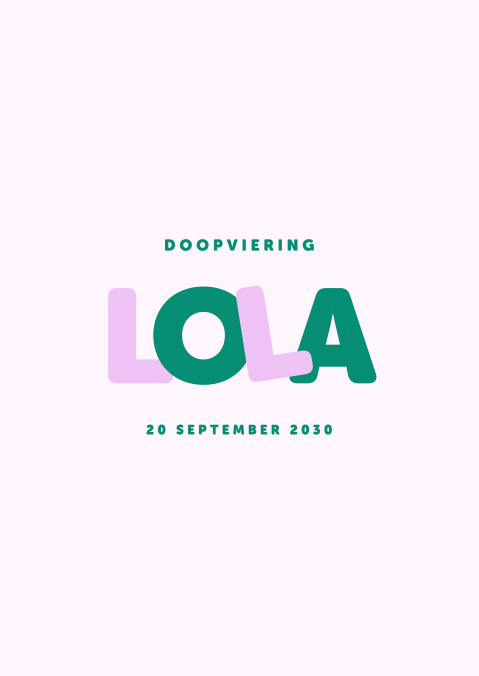 Doopboekje brochure in colorblock roze en groen