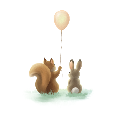 Sluitstickers met eekhoorn, konijn en ballon