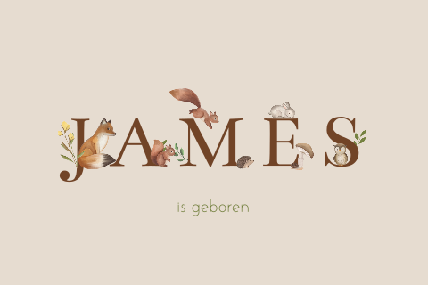 Tuinbord met bosdieren en naam