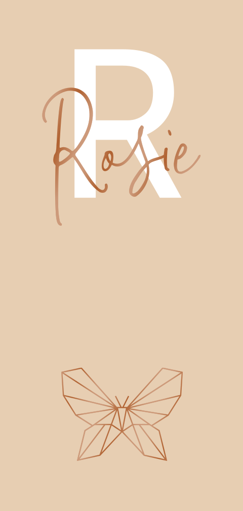 Hoogglans geboortekaartje voor meisje met geometrisch vlindertje