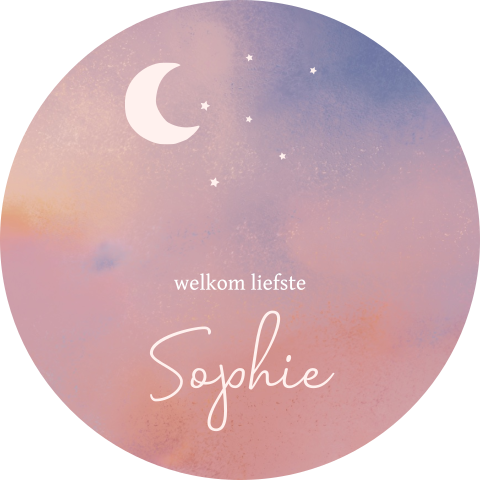 Raamsticker rond pastelkleuren met maan
