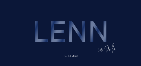 Minimalistisch donkerblauw geboortekaartje met hoogglans letters