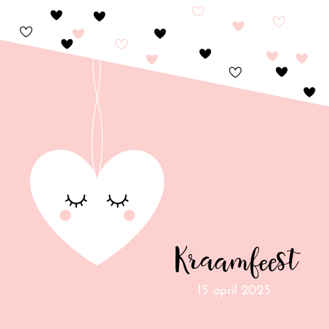 Lief kraamfeestkaartje met hartjes