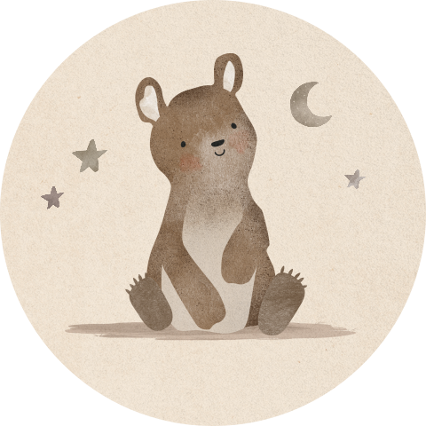 Sluitsticker met lief beertje en sterren