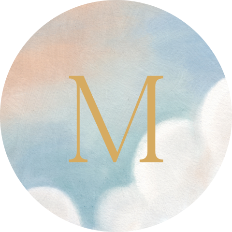 Sluitsticker blauw met initiaal en wolken