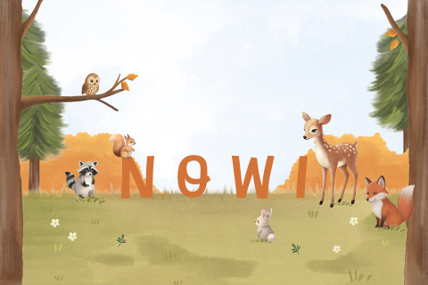 Tuinbord met dieren in het bos