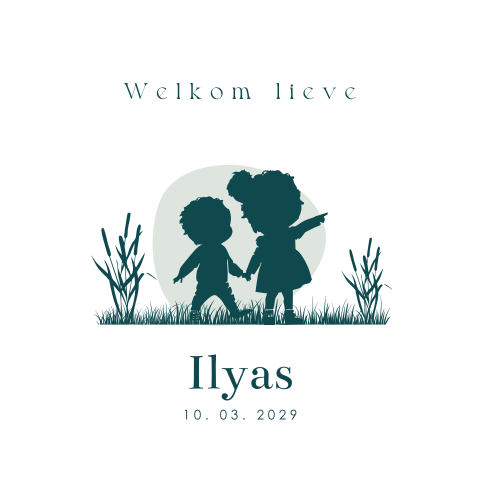 Lief geboortekaartje broertje met silhouetjes