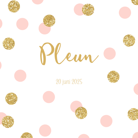 Trendy geboortekaartje voor meisje met confetti in roze en goudlook