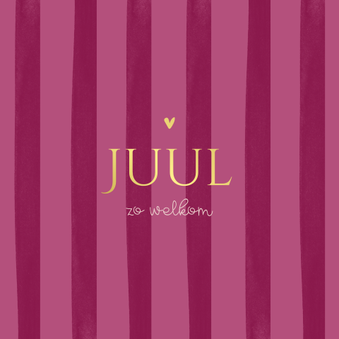Roze geboortekaartje met watercolour strepen