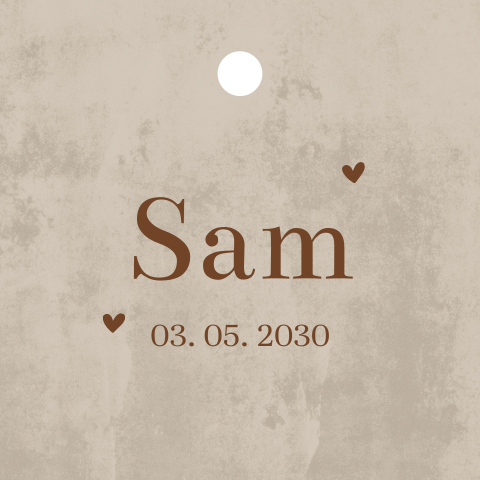 Label vierkant beige met hartjes