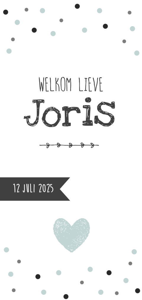 Trendy grijs confetti kaartje voor een jongen