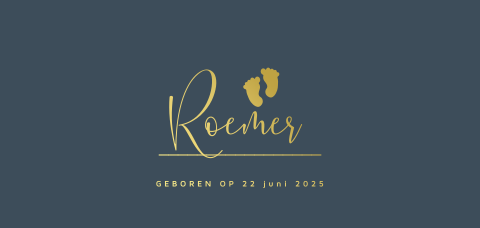 Klassiek goudfolie geboortekaartje voor jongen met gouden voetjes