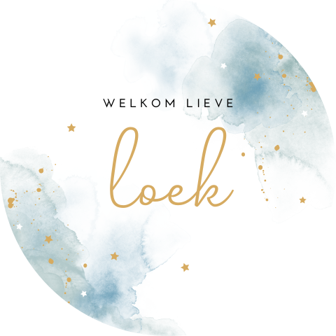 Lieve raamsticker met blauwe watercolour en sterretjes