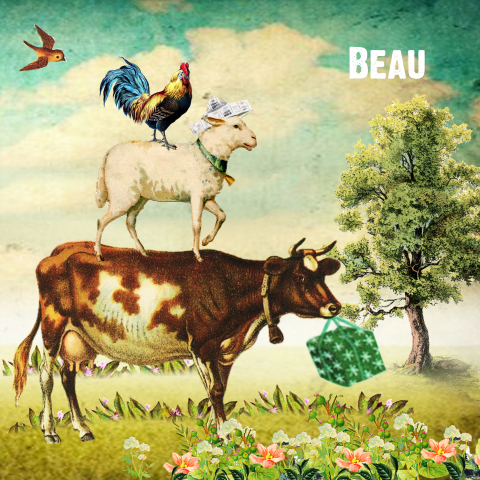 Vintage geboortekaartje met boerderijdieren