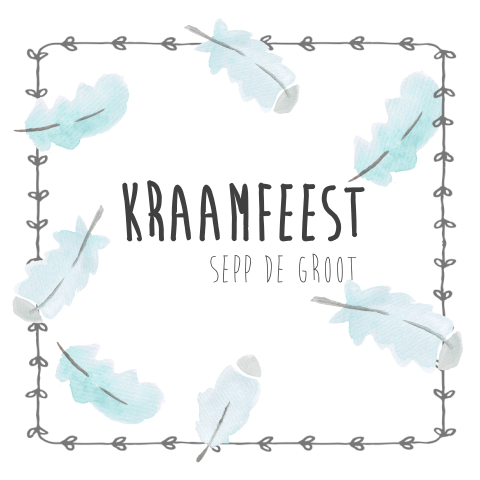 Bijpassend kraamfeestkaartje met watercolor veertjes