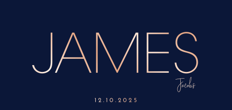 Roségoudfolie donkerblauw geboortekaartje