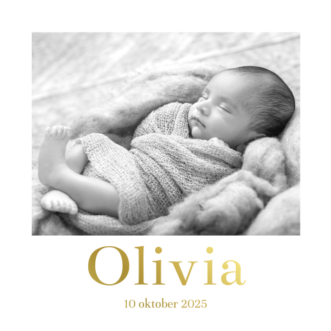 Goudfolie meisjes-geboortekaart stijlvol met foto