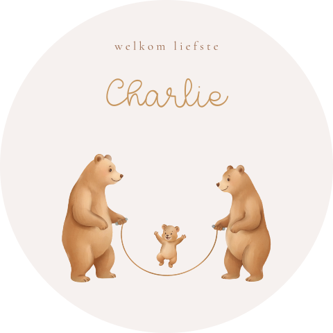 Tuinbord rond met berenfamilie en springtouw