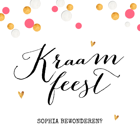 Vrolijke kraamfeest uitnodiging met gekleurde confetti