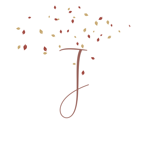 Sluitsticker met vallende bladeren en intiaal