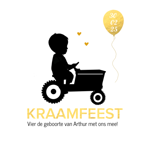 Silhouet kraamfeestkaart met ballon in goudlook