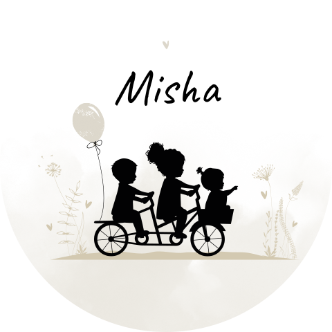 Lieve raamsticker met beige tinten en silhouetjes op fiets