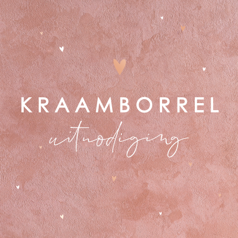 Kraamborrelkaartje met roze velvet look en roségoudfolie