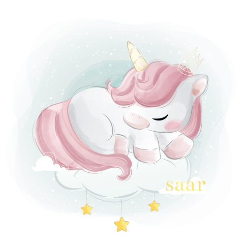 Lief goudfolie geboortekaartje voor meisje met unicorn