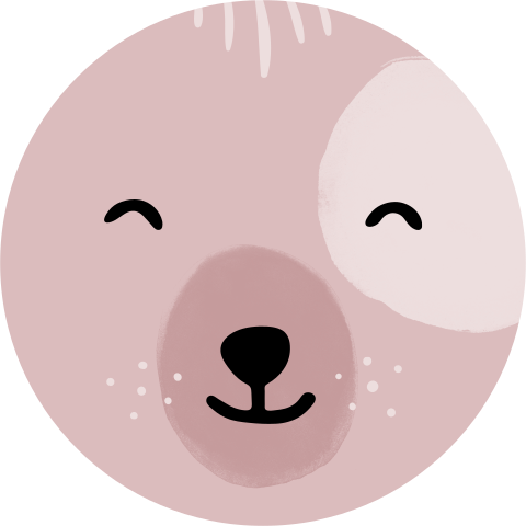 Bijzonder geboortekaartje in de vorm van een cirkel met berengezicht