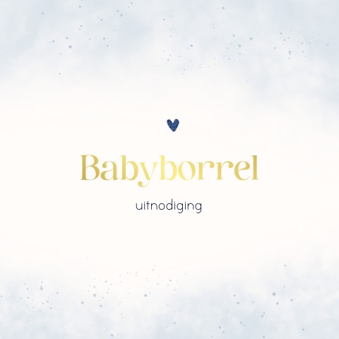 Kraamborrel uitnodiging met blauwe watercolour