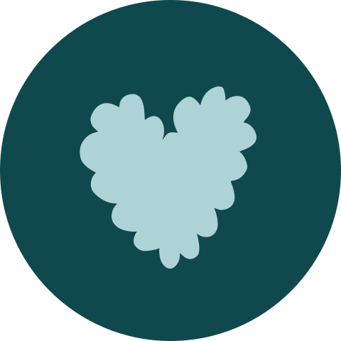 Sluitsticker petrol met blauw hartje