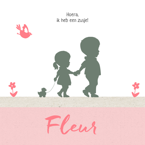 Hip geboortekaartje met silhouet