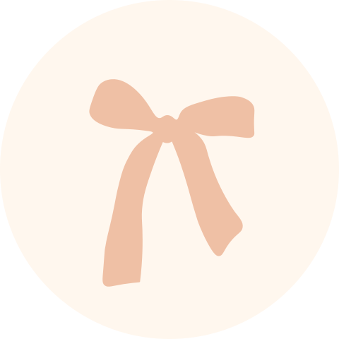 Beige sluitsticker met strik als illustratie