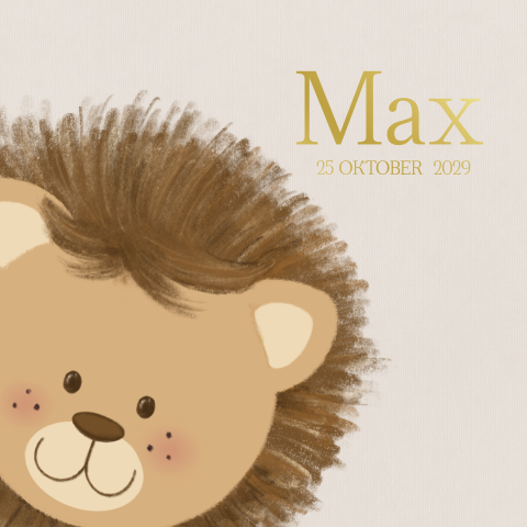 Geboortekaartje met schattig leeuwtje