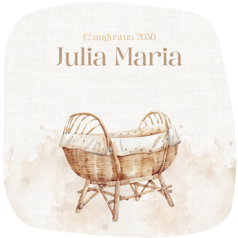 Geboortekaartje wieg in originele vorm