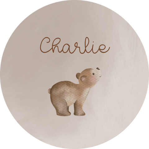 Naamsticker bruin met beertje