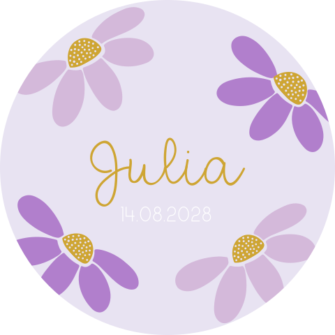 Lila raamsticker met bloemen