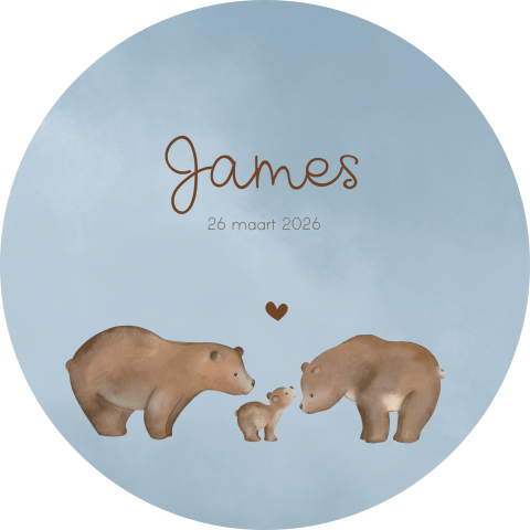 Mooie raamsticker met watercolour en berenfamilie