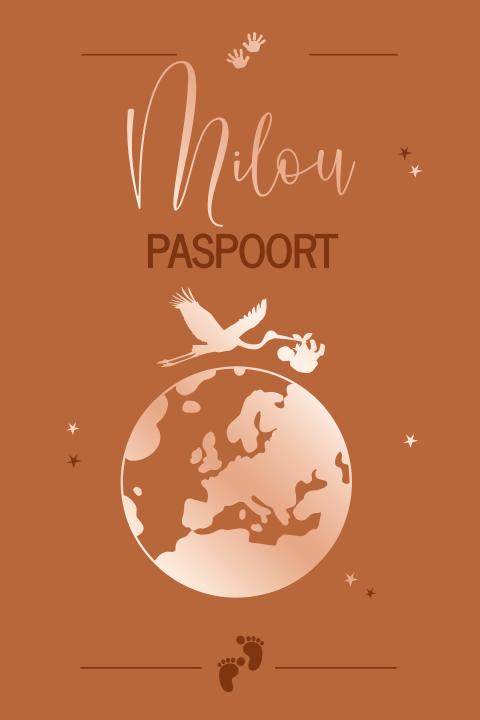 Stoer roségoudfolie kaartje voor een meisje met wereld