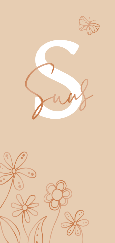 Lief hoogglans geboortekaartje voor meisje met bloemetjes op peach