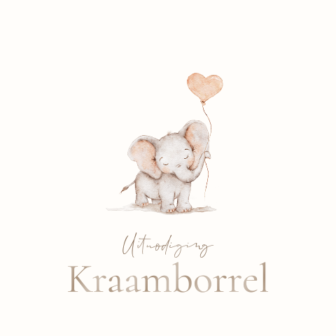 Babyborrel uitnodiging meisje met olifant