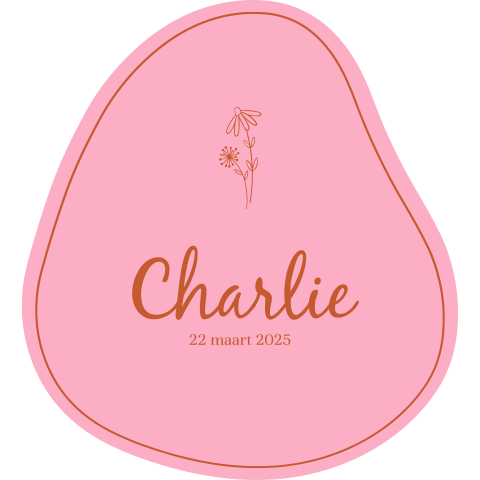 Stoer geboortekaartje met color blocking en bloem voor een meisje