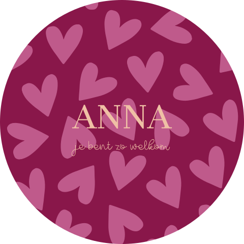 Raamsticker rond met hartjes patroon